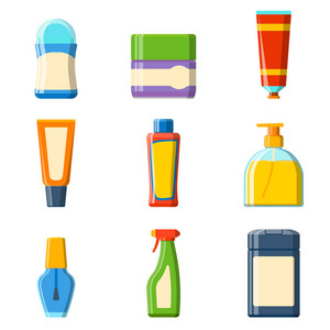 浴淋浴平面樣式圖與現代化衛浴設計 容器、塑料瓶與衛生材料的融合